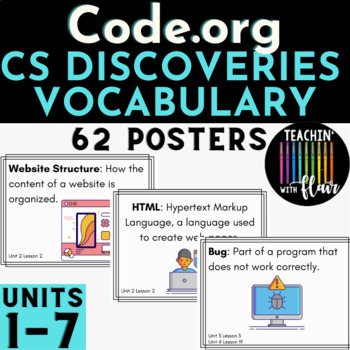 Preview of CS Discoveries Vocabulary Units 1-7