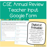 CSE Annual Review * Teacher * Input Google Form