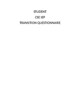 Preview of CSE IEP Student Transition Questionnaire