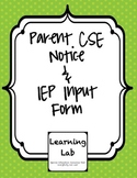 CSE Notice & IEP Input for Parents