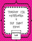 CSE Notice & IEP Input for Teacher