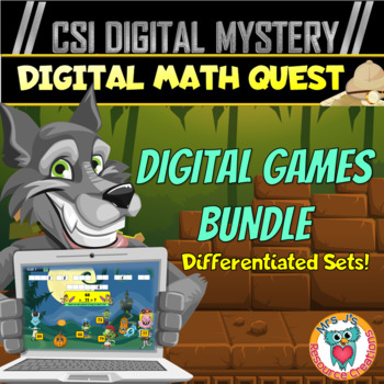 Preview of CSI Digital Resource Math Mysteries &  Math Quests GAMES BUNDLE (Differentiated)