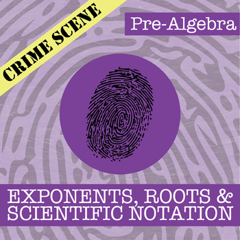 Preview of CSI: Exponents, Roots & Scientific Notation Activity - Printable Review Game