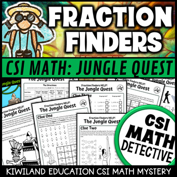 Preview of Fraction Worksheets with Equivalent, Improper and Ordering a CSI Math Mystery