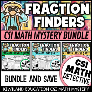 Preview of Fraction Finders Bundle CSI Math Mystery Detective