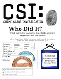 CSI Investigation: Who Did It? (Reading Protractors Scavenger Hunt)
