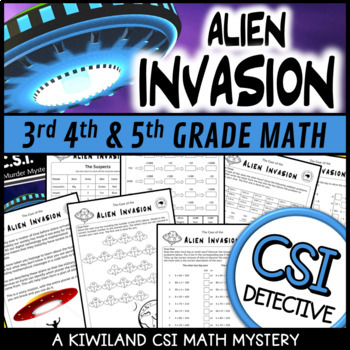 Preview of Alien Invasion a CSI Math Mystery for 3rd,  4th grade review