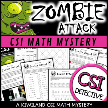 Preview of CSI Math Mystery Detective Zombie Attack 3rd Grade Math Review Worksheets