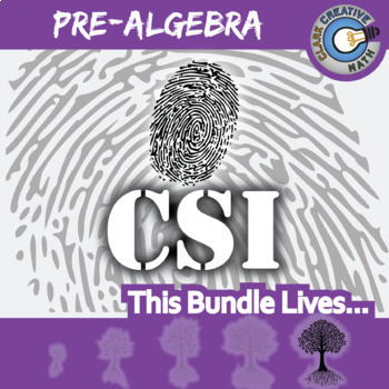 Preview of CSI: Pre-Algebra BUNDLE - 9 Activities - Printable & Digital Review Games