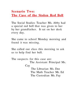 Preview of CSI  The Case of the Missing Red Bell a forensic case