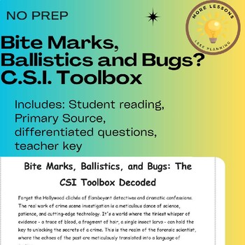 Preview of CSI Tool Box Decoded True Crime Forensic Science Reading Comprehension Worksheet