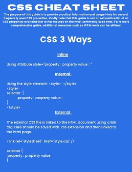 Preview of CSS Cheat Sheet