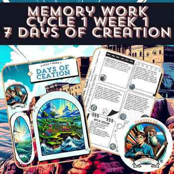 Preview of CSS Memory Work Cycle 1 Week 1 - Days of Creation (Classical Jewish Homeschool)