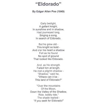 Preview of CST Practice Test #4 - Edgar Allan Poe's "Eldorado" - English 9 & 10