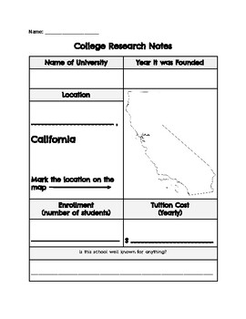 Preview of CSU/UC Research Graphic Organizer for Notes
