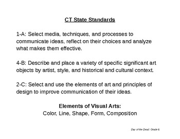 Preview of CT State Standards:Dead Mask Making Lesson Plan