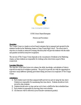 Preview of CTAE Marketing Employee Handbook, Safety Contract for CTAE Students