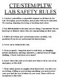CTE/STEM Lab Safety Rules Poster/Handout (can be used in o