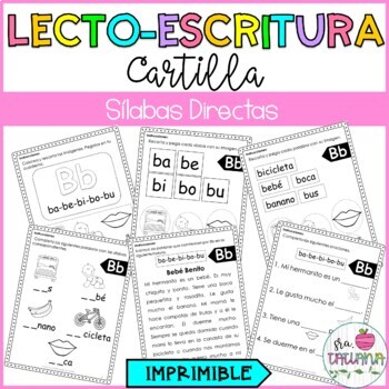 Preview of Spanish Direct Syllables Worksheets | Libro de LectoEscritura | Sílabas directas
