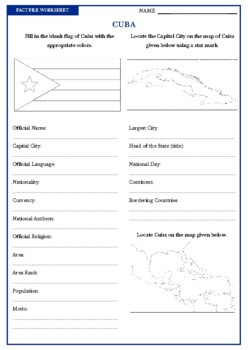 Preview of CUBA Fact File Worksheet - Research Sheet