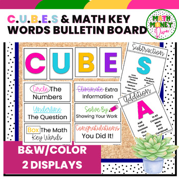 Preview of Cubes and Math Key Words Bulletin Board