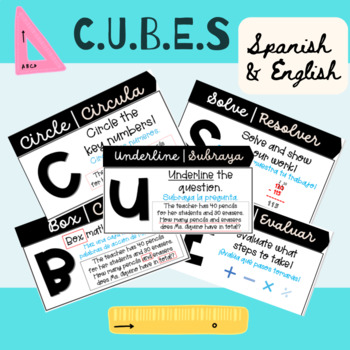 Preview of CUBES Math Poster Display in Spanish & English - Bilingual Resource