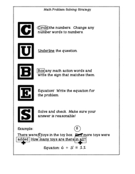 Preview of CUBES Math Problem Solving Strategy - Modified!