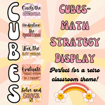 Preview of CUBES Math Strategy Display - Retro Groovy Theme!