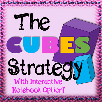 Preview of Word Problem Solving Math Strategy CUBES Visuals & Interactive Notebook Activity