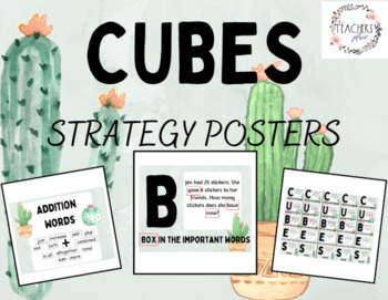Preview of CUBES Math Strategy Posters Cactus Theme