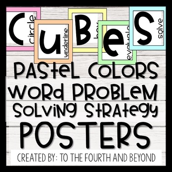 Preview of CUBES Math Word Problem Solving Strategy Posters - Pastel Colors