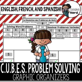 Preview of CUBES Strategy Graphic Organizer (ENGLISH, SPANISH & FRENCH!)- Math Dollar Deals