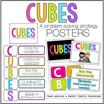 Preview of CUBES Problem Solving Strategy Poster | Math Posters | Multi-Step Word Problems