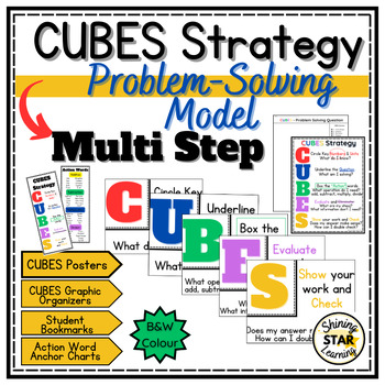 Preview of CUBES Strategy | Multi-Step Problem Solving Model | Poster, Worksheet, Bookmarks