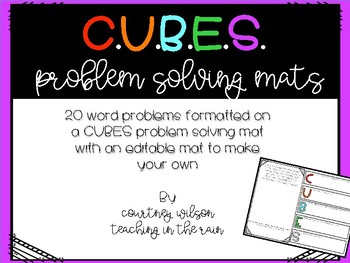 Preview of CUBES Word Problems Solving Mats