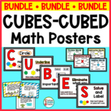CUBES Word Problem Strategy Posters and Task Card BUNDLE for Math