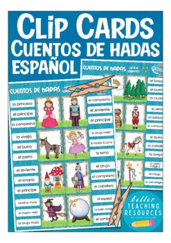 Preview of CUENTOS de HADAS (fairy tales) Spanish Clip Cards vocabulary / spelling