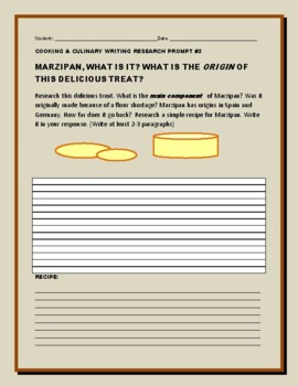 Preview of CULINARY PROMPT #2: WHAT IS MARZIPAN? A VOCATIONAL EDUCATION ACTIVITY