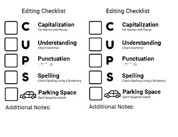 CUPS Editing Checklist - Functional Writing - Special Education | TPT