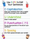 CUPS Sentence Editing Poster for First Grade