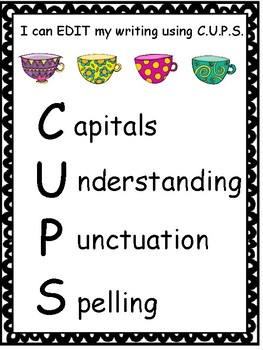 CUPS - Writing Anchor Posters and Editing Checklist | TpT