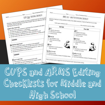 Preview of CUPS and ARMS Editing Checklists (Middle to High School)