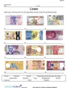 Preview of CURRENCY CONVERSIONS WEBQUEST (FRENCH)