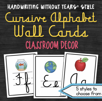 Preview of CURSIVE Alphabet Wall Cards Classroom Decor Handwriting Without Tears® style
