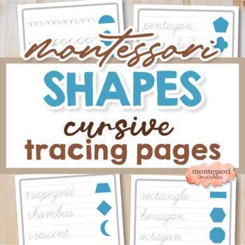 Preview of CURSIVE Geometric Shapes Tracing Worksheets Preschool Printables