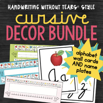 Preview of CURSIVE Handwriting Without Tears® style classroom decor alphabet desk name tags