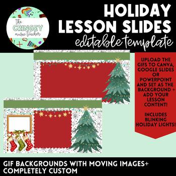 Preview of WINTER HOLIDAY LESSON PLAN SLIDES- customizable!
