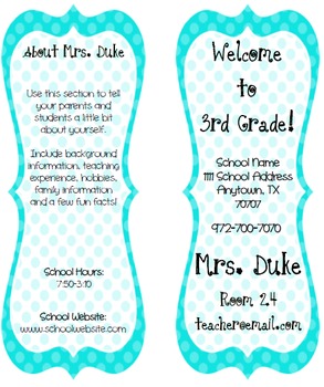 Preview of CUSTOMIZABLE Classroom Brochure: The Perfect Back to School Handout