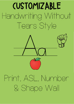 Preview of CUSTOMIZABLE Handwriting Without Tears Style Alphabet, Shapes, & # Circle Time