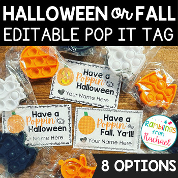 Preview of EDITABLE Halloween Gift Tag Have a Poppin' Halloween or Fall Ya'll POP IT